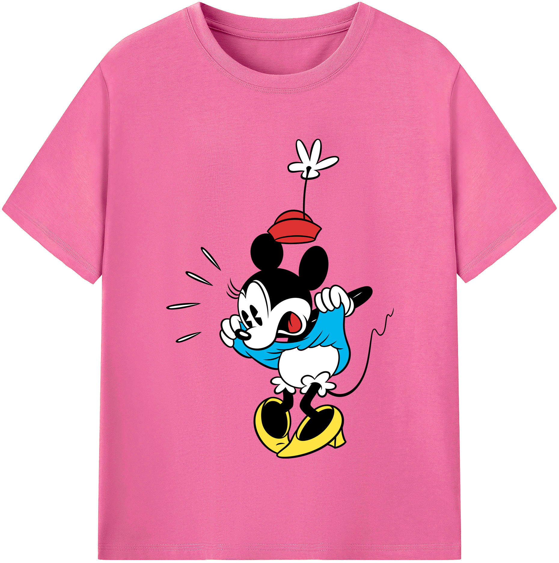 （画像用） ミッキーマウス Mickey Mouse レディースカジュアルプリントTシャツ（綿100％）